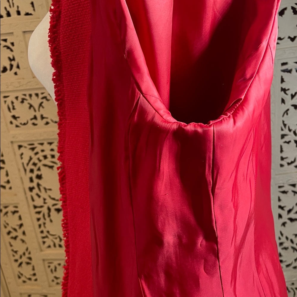 L'AGENCE Red Fringed Open-Front Blazer - Picture 15 of 16